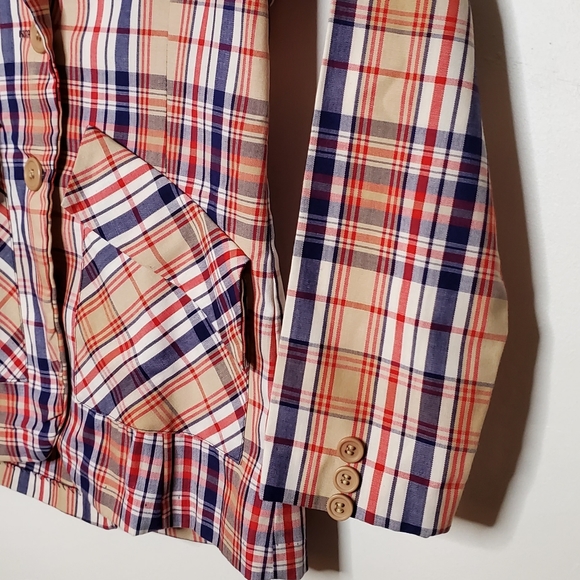 Tan, Red, White and Blue Plaid Punky Vintage Blazer - Picture 5 of 14